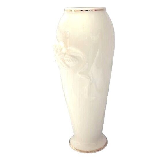 Lenox Rose Vase Blossom Bud Flower Ivory Cream 24K Gold Trim 6” 1980s VINTAGE - Picture 2 of 8